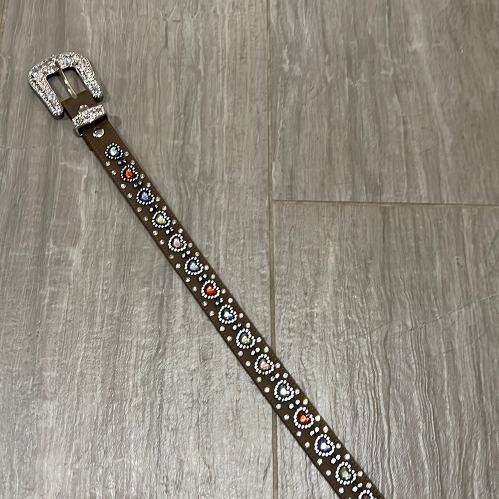 Heart jeweled western belt